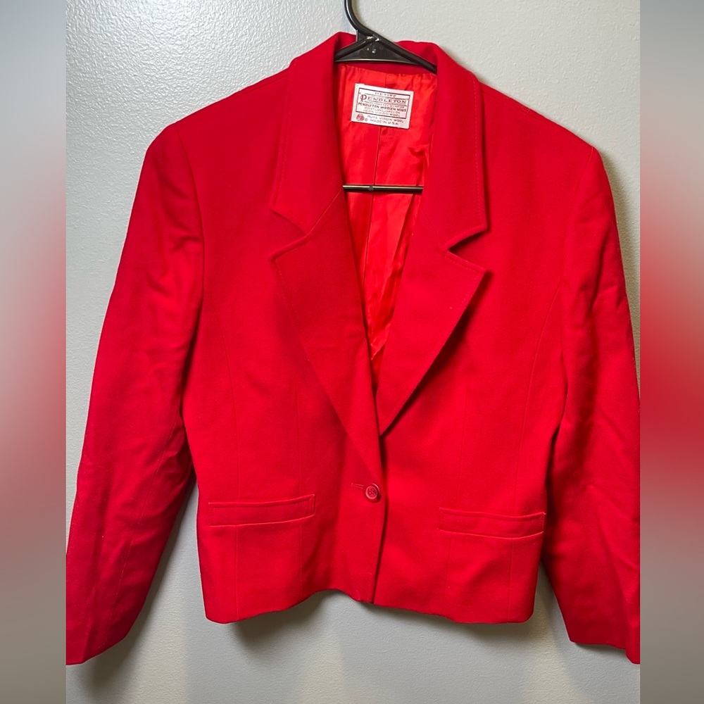 Pendleton Women's Vintage Red Wool‎ Blazer Preppy Academia Size 10